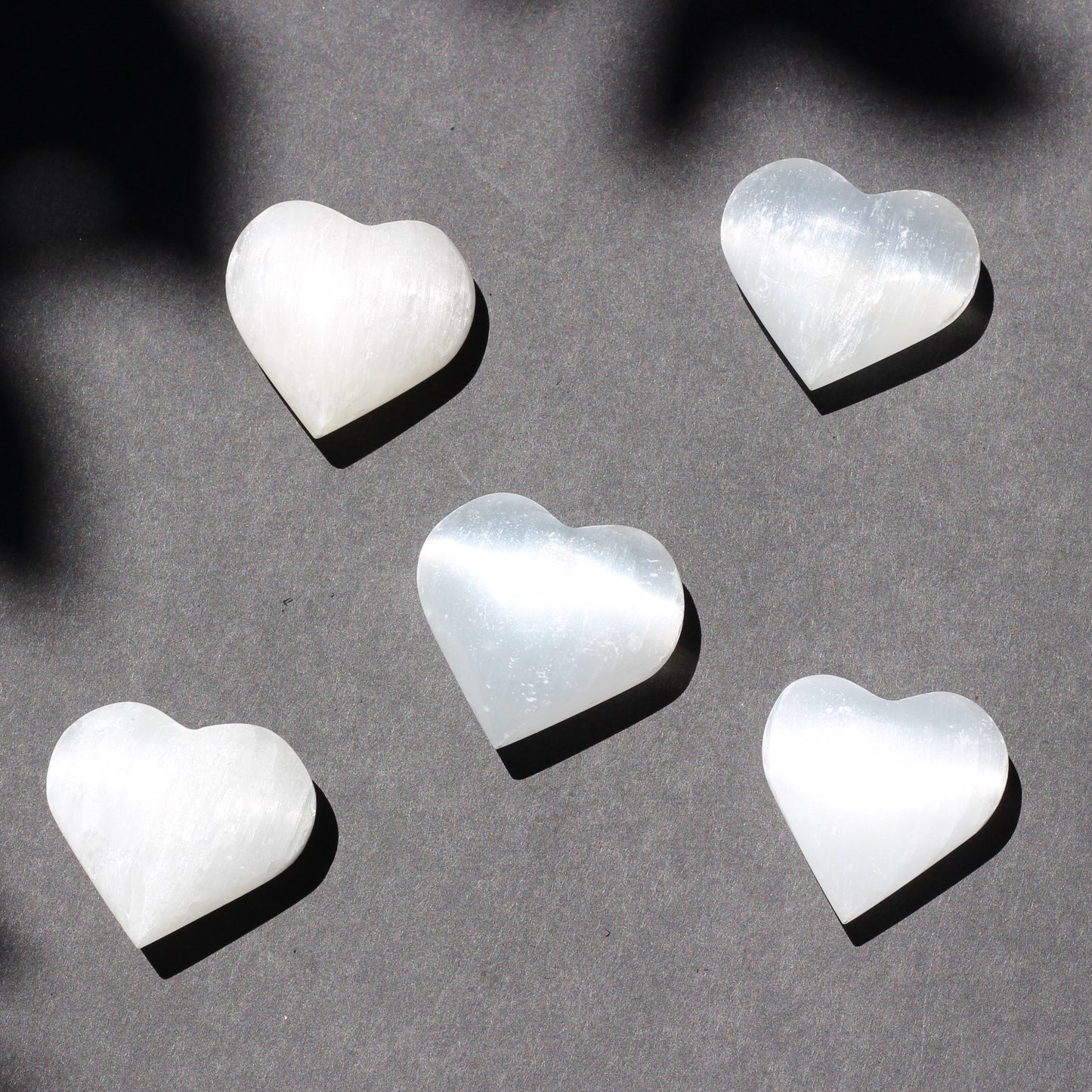 Satin Spar Selenite Hearts - Emit Energy
