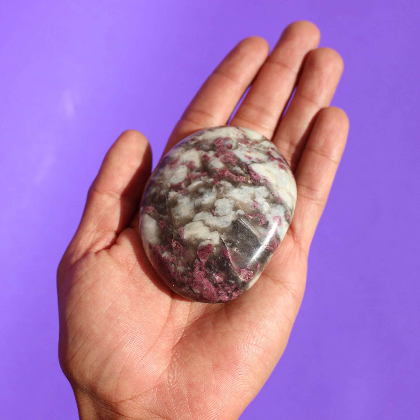 Pink Tourmaline Palm Stones - Large - Emit Energy
