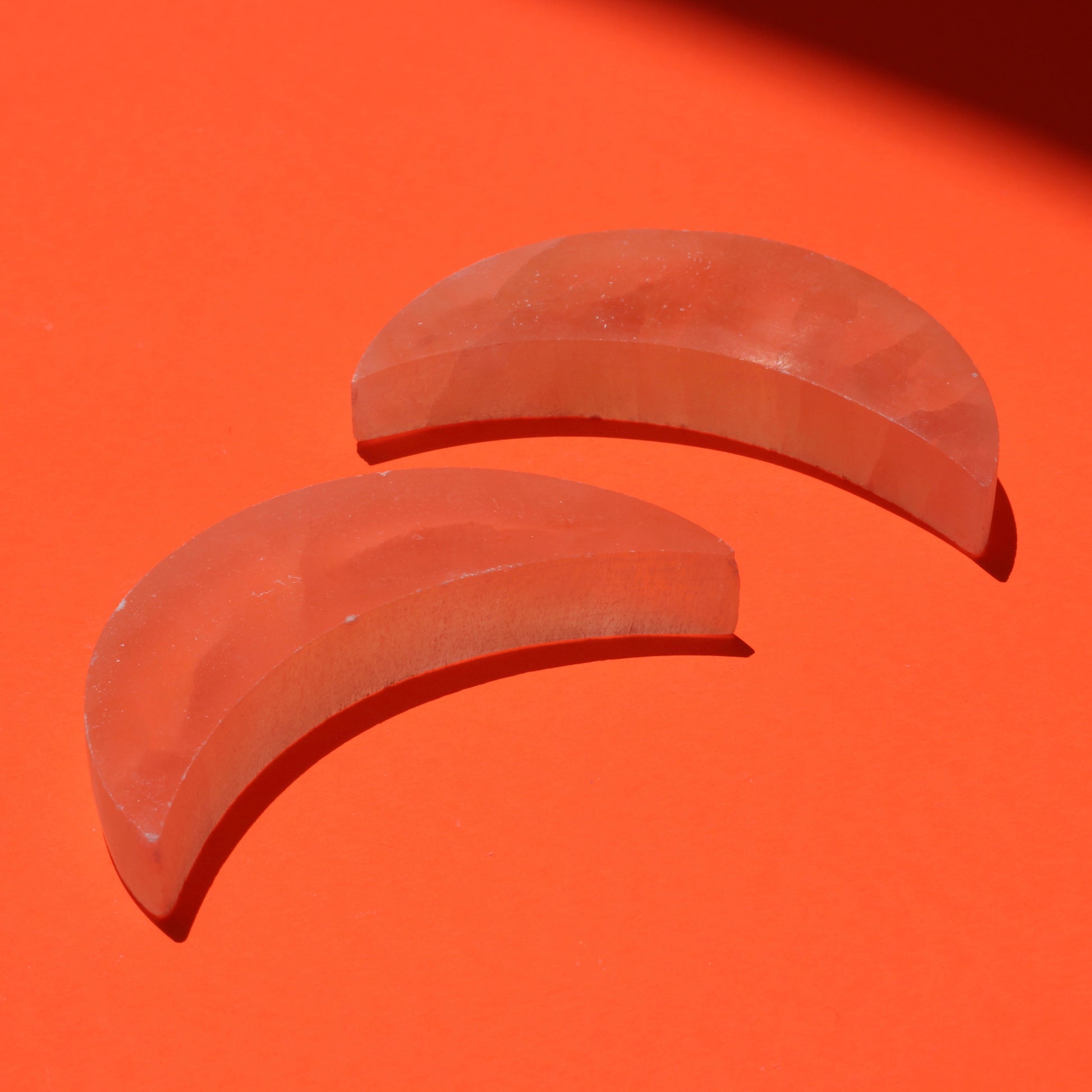 Peach Satin Spar Selenite (charging plates) - Moon - Emit Energy