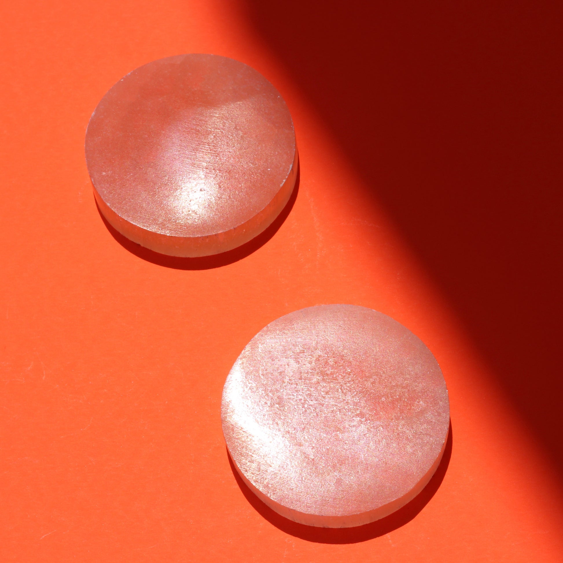 Peach Satin Spar Selenite (charging plates) - Circle - Emit Energy