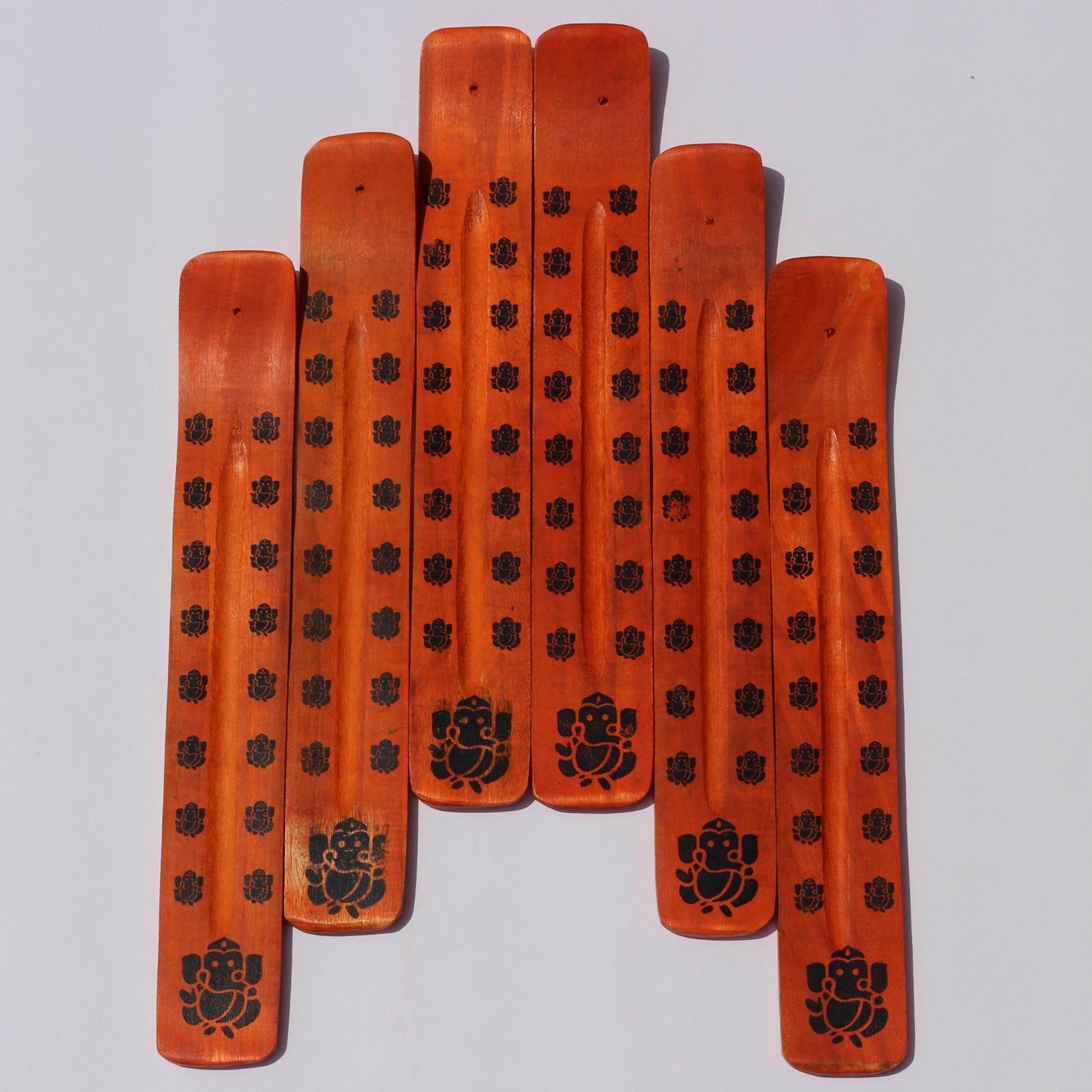 ORANGE Ganesh Incense Holder (Wood) - Emit Energy