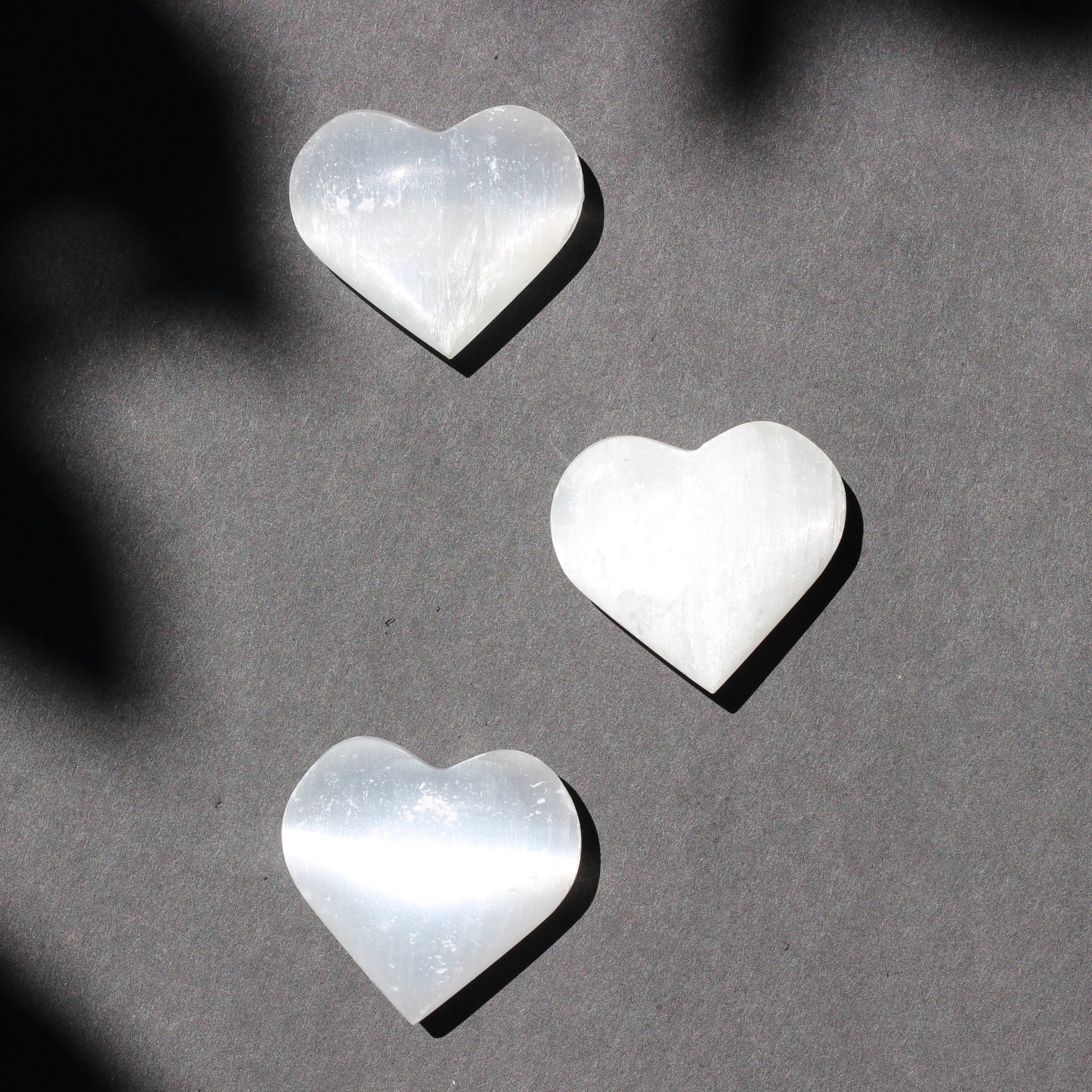 Satin Spar Selenite Hearts - Small - Emit Energy