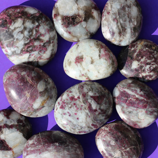 Pink Tourmaline Palm Stones - Emit Energy