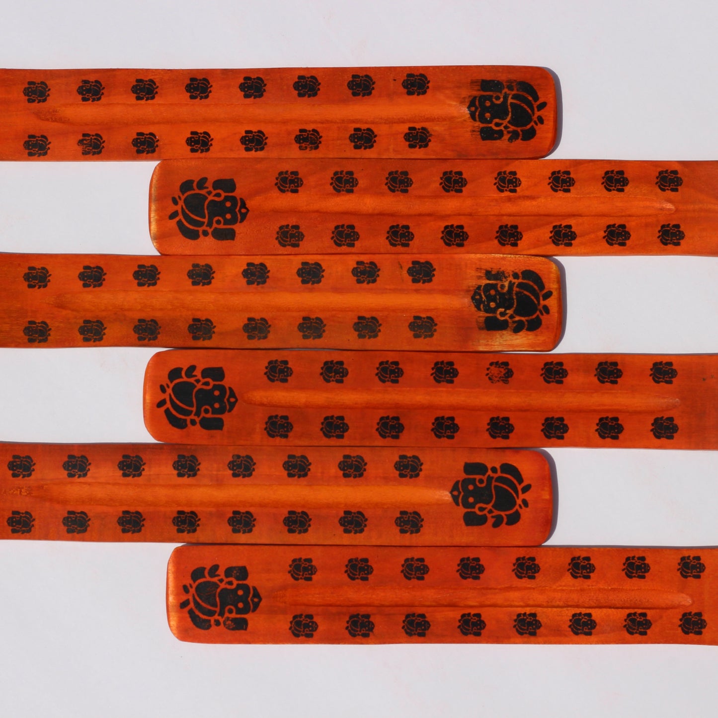 ORANGE Ganesh Incense Holder (Wood) - Emit Energy