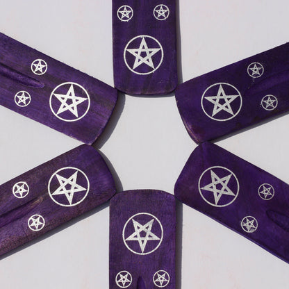 PURPLE Pentagram Incense Holder (Wood) - Emit Energy
