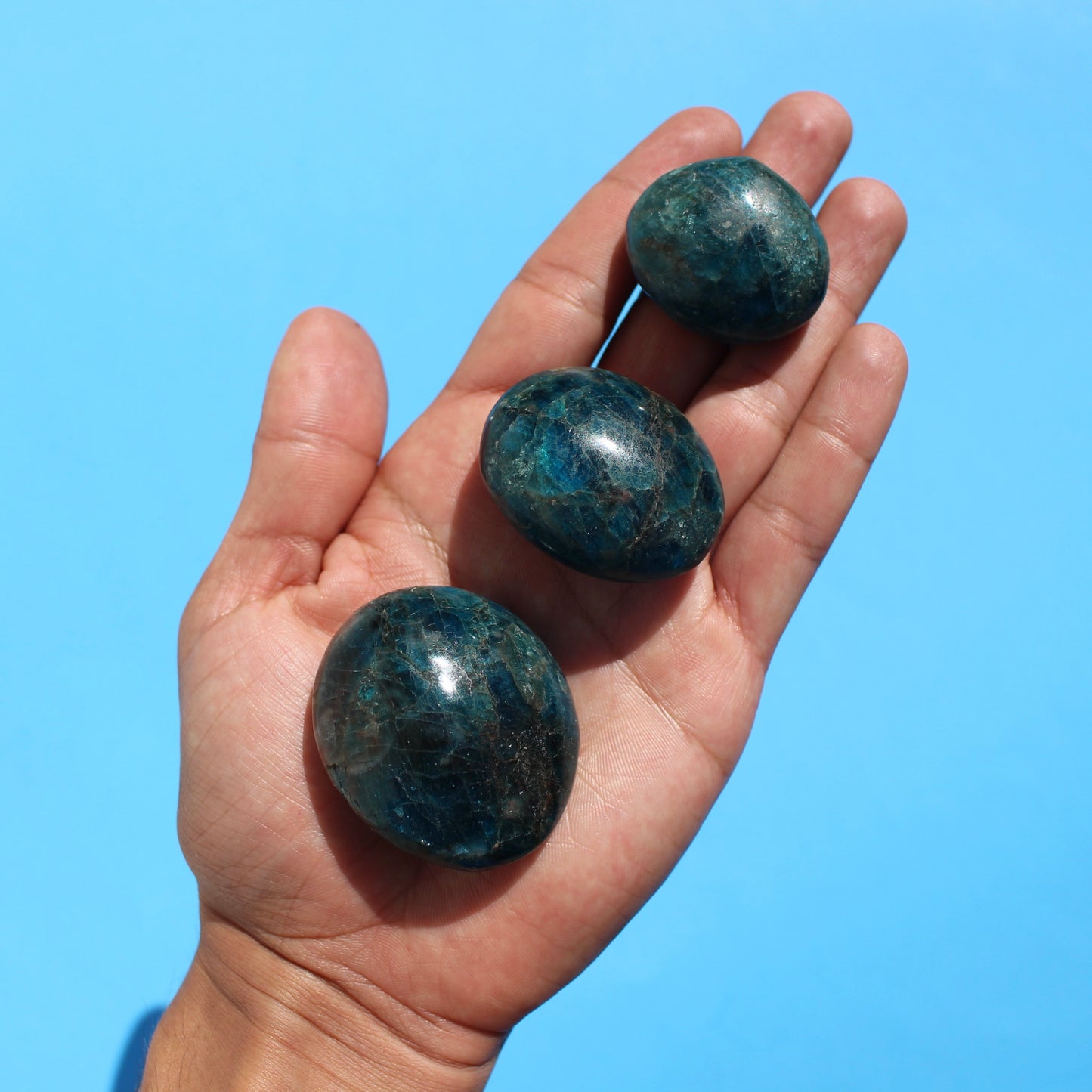 Blue Apatite (Mini Palm Stones) - Emit Energy
